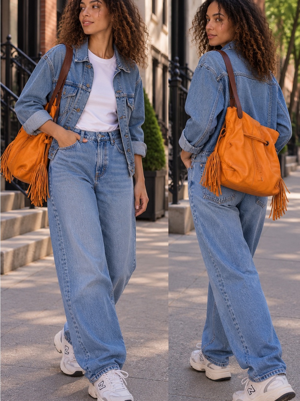 Vintage Orange Leather Tassel Hobo B
